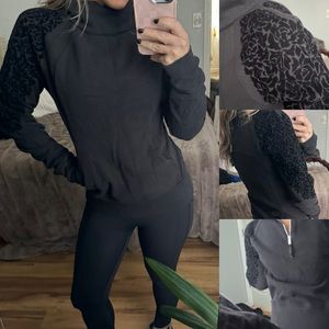 Lululemon floral frock pullover black back zip cotton terry 6 velvet detail